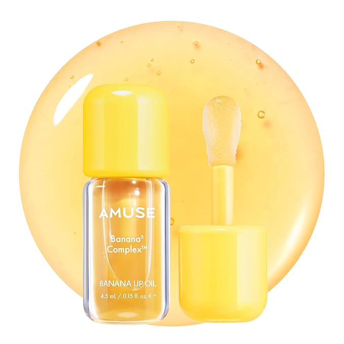 Amuse SEOUL Banana Lip Oil (03 MANUKA HONEY) - Moisturizing Lip Oil Stain, Banana Scent, Hydrating Nourshing Crystal Clear Lip Stain, Lightweight Non-Sticky Glossy Finish, Vegan, Korean Beauty Makeup