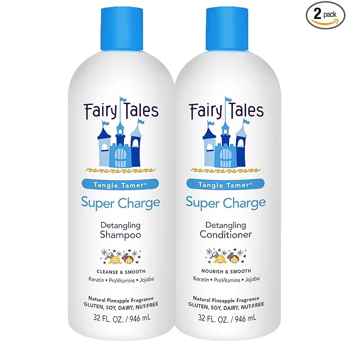 Fairy Tales Tangle Tamer Detangling Shampoo and Conditioner for Kids - Ultra Moisturizing and Anti Frizz Protection - Paraben Free, Sulfate Free - 32 Oz (2 pack)