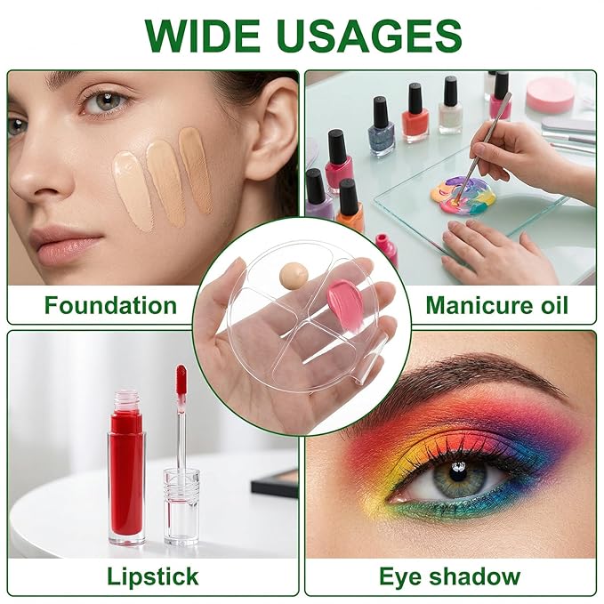 2Pcs Makeup Mixing Palette, Handheld Makeup Palette Acrylic Foundation Mixing Palettes Nail Art Manicure Tray Clear Cosmetic Mix Tray For Beauty Salon Color Cream Mixings Foundation