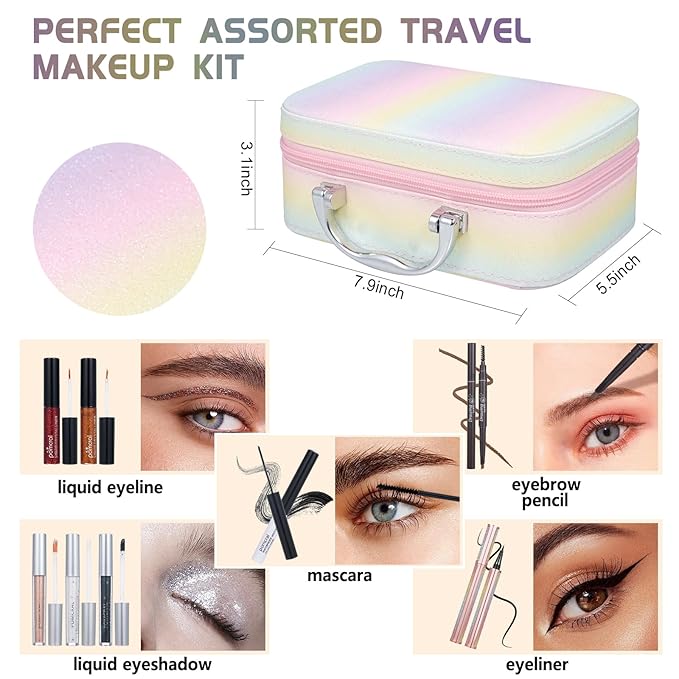 Pomcral All In On Makeup Kit Makeup Set For Teens, Women, Girl and Beginners Includes Eyeshadow Concealer Palette Lip Gloss Set Lipstick Eye Pencil Makeup Brushes