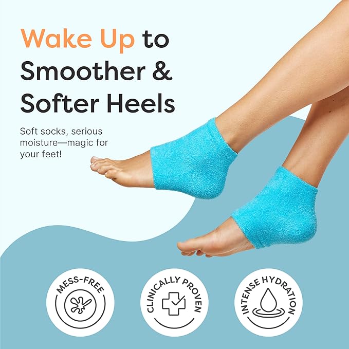 ZenToes Moisturizing Socks for Cracked Heel Treatment, Vitamin E, Olive Oil and Jojoba Oil Infused Heel Socks, Spa Gifts for Women, Mothers Day Gifts (Fuzzy Blue, Wide Width)