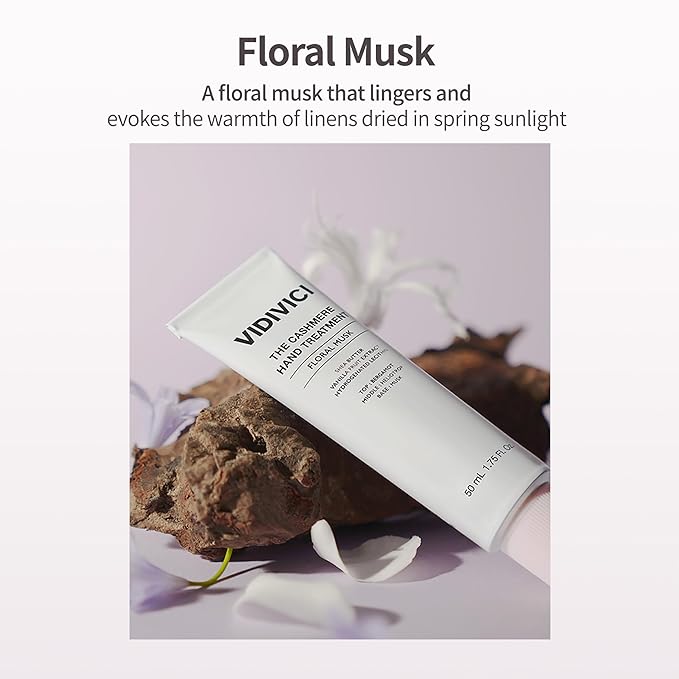 VIDIVICI Cashmere Hand Treatment, Korean Perfume Hand Cream, Deep Hydration with Shea Butter, Lightweight Fast-Absorbing Formula, Floral Musk Scent, 1.75 fl.oz