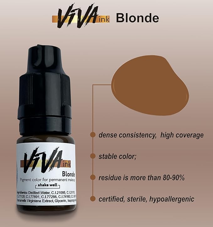 Eyebrow Permanent Makeup Ink Blonde Long Lasting Permanent Pigment for Microblading Saturated and Natural Colored Ink for Eyebrow Tattoo (0.2 oz)