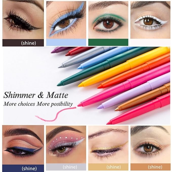 eyeliner pencil retractable eyeliner creamy pigmented smudge proof eye liner pen 2 Pcs White