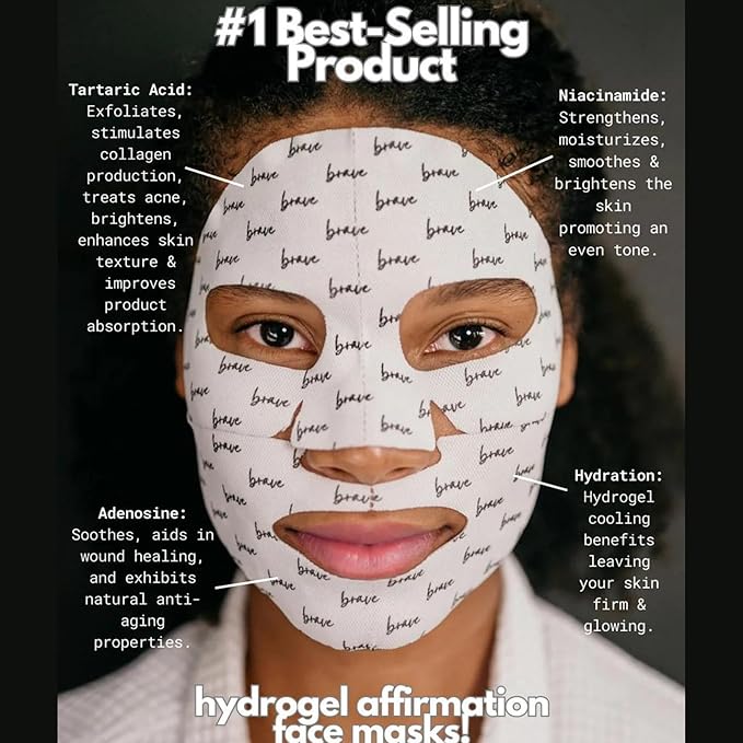 HumanKINDglow Hydrogel Face Mask – Hydrating Overnight Korean Facial Mask for Firming, Tightening & Radiant Skin | Clean, Vegan | Includes a Hidden Affirmation for Inner Glow
