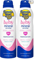 Banana Boat Baby Mineral Enriched Sunscreen, Won't Run Into Eyes, Broad Spectrum Sunscreen Lotion Spray, SPF 50, 6oz. (Pack of 2)