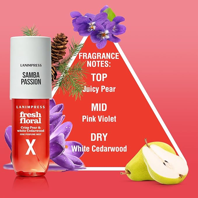 2 Pack 6 fl oz Hair Mist and Body Spray for Women（Eau De Parfum）,Fresh Floral Perfume No.10，With Notes of Crisp Pear,White Cedarwood