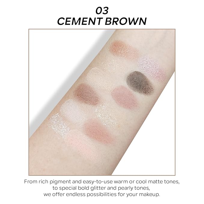 KYDA 12 Colors Grey Brown Eyeshadow Palette with Brush, Matte Shimmer Neutral Nude Brown Eyeshadow, Glitter Sparkling Eye Shadow, Cool Tone Korean Eyes Makeup