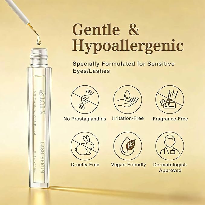 Lash Serum for Eyelash Growth, Peptide Infused Eyelash Serum - Visible Results in 7 Days Eyelash Growth Serum to Boost Longer Fuller and Thicker Looking Lashes for Sensitive Eyes, 3mL (3 mL)