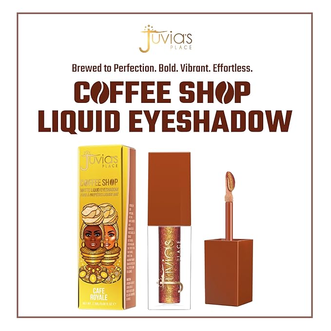Juvia's Place Coffee Shop Liquid Eyeshadow - Café Royale - Metallic Shimmer for Long-Lasting Color, Waterproof, and Glittering Finish - Buildable and Vibrant - Ideal for All Skin Tones - 0.08 fl oz