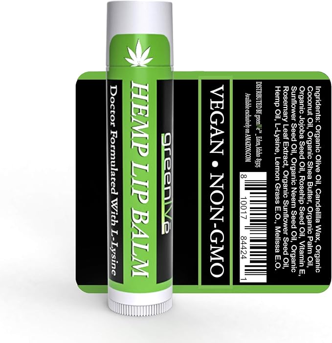 GreenIVe Hemp Lip Balm, Vegan, Omegas 3 & 6, Vitamin E, L-Lysine, Hydrating Handcrafted (5)