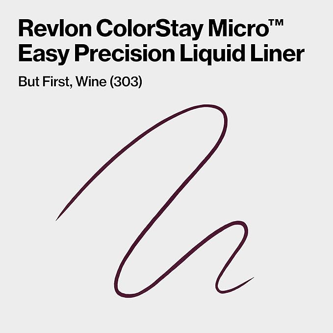 REVLON ColorStay Micro Easy Precision Liquid Eyeliner, Waterproof, Smudgeproof, Longwearing with Felt Tip Applicator, 303 But First, Wine, 0.057 fl oz