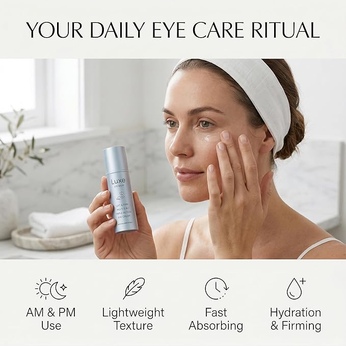 Luxe Eye Balm, Eye Balm Stick, 3-in-1 Hydrating & Smoothing Eye Cream with Collagen, Lightweight Formula for Daily Eye Care, Portable Design
