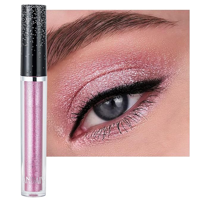 Liquid Eyeshadow, Pink, Glitter, Long-lasting, High-pigmented, Colorful, 06#