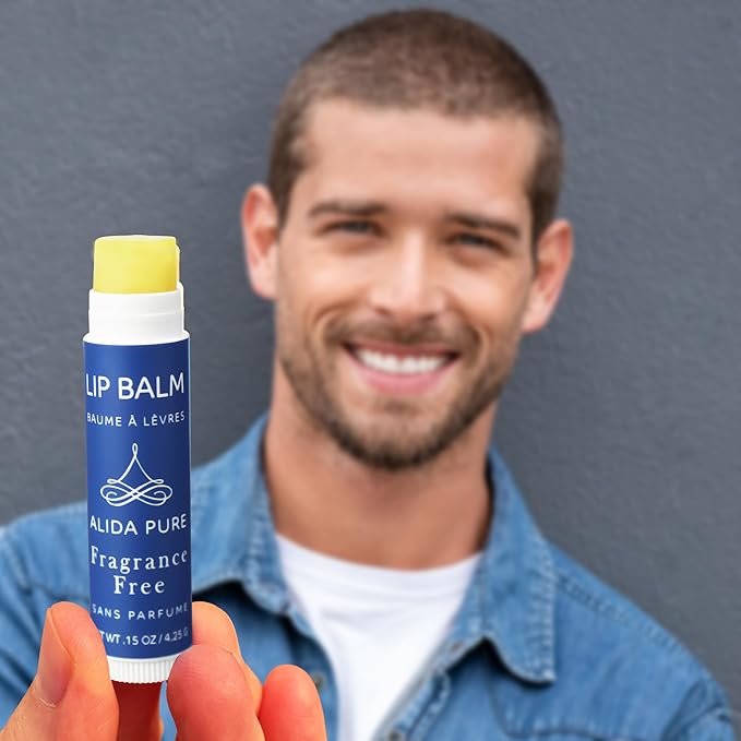 Fragrance Free Lip Balm, Vegan Set, Unscented, No Flavor, Beeswax Free, Organic Jojoba and Avocado Oil, Vitamin E, Natural Moisturizer for Dry, Chapped, or Cracked Lips, 5 Tube Set