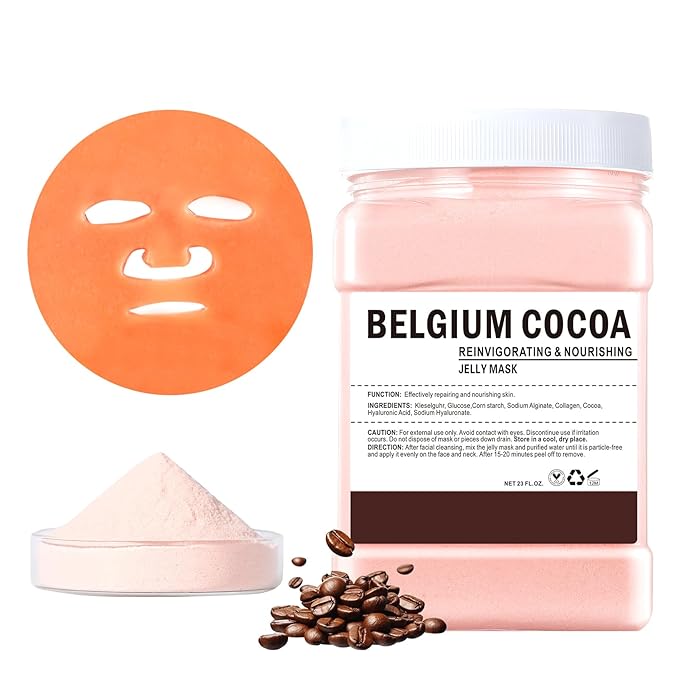 Hydro Jelly Masks for Women Home Spa,Hydrating & Moisturizing Peel-Off Rubber Gel Face Mask Skin Care,Professional Jelly Mask for All Skin Types 23 Fl Oz（Belgiun Cocoa）