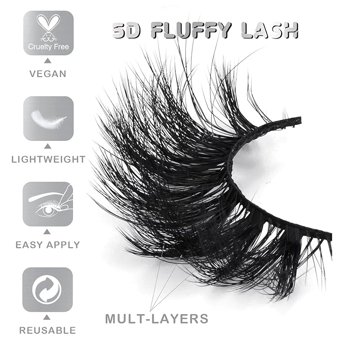 APCYUST Lashes Mink Bulk 30 Pair Wholesale Lashes 5D Fluffy Eyelashes Wholesale Faux Mink Eyelashes Natural Medium Length Fake Lash with Portable Pack (Round V 30 Pairs)