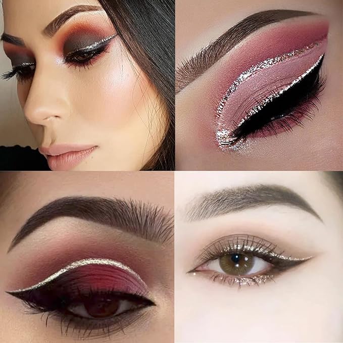 LAIKME Glitter Eyeliner Liquid, Sliver Glitter Eyeliner, Long-lasting Waterproof Quick-Drying High Pigment Shimmer Metallic Eye Liner, Ultra-Fine Tip Sparkle Liquid Eye Liner for Party Festival