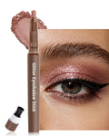 Brown Glitter Eyeshadow & Eyeliner Stick 2 in 1, Metallic Shimmer Eyeshadow Stick, Twist-Up Built in a Sharpener Brown Eyeliner Pen, Waterproof Creamy Eye liner Makeup for Women Halloween-06 Bronze
