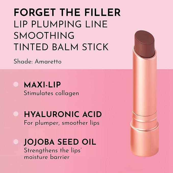 LAWLESS Women's Forget the Filler Lip Plumping Line Smoothing Tinted Balm, Amaretto, 0.09 Ounce
