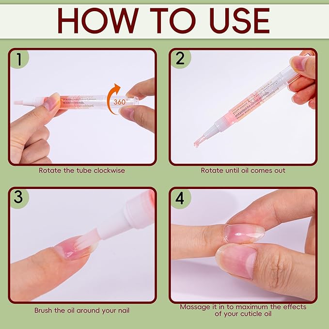 Cuticle Oil Pens - 8 PCS Revitalizing Oil Pen with Soft Brush for Nail Care, Cuticle Softener to Prevent Dry and Cracked Nails with Nail File, Mixed Scents
