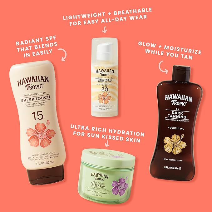 Hawaiian Tropic Sunscreen Sheer Touch Broad Spectrum Sun Care Sunscreen Lotion - SPF 15, 8 Ounce