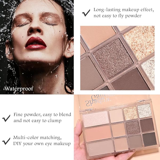 AMY'S DIARY NUDE Eyeshadow Palette Eye shadow Makeup,Brown Eyeshadow Shiny Sparkle Shimmer Glitter Eyeshadow Waterproof Pallete,royal blue Glitter Blue Eye Make Up (12-01)