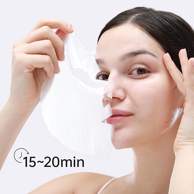 +WIS+ Hyaluronic Acid Sheet Mask 5 EA with Hyaluronic Acid Serum and Vitamin B5, Facial Mask for Dry Skin, Anti-Aging Mask to Plump and Repair Dehydrated Skin, Safe on Sensitive Skin,gift for girls