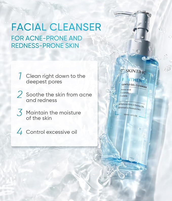 SKINTIFIC Panthenol Gentle Foaming Facial Cleanser | Daily Oil Control Face Wash, Soothes Troubled Skin, Amino Acid + Ceramide, Balances Skin Barrier, Smooth & Refreshed Complexion(120ml)