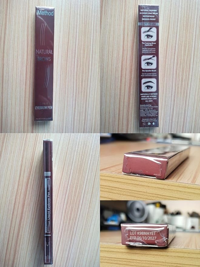 iMethod Microblading Eyebrow Pen - Eyebrow Pencil 2-in-1 Dual-Ended Eye Brow Pencils for Women with 3-Fork-Tip and Spoolie Brush Create Natural Hair-Like Defined Brows, Last All-Day, Black