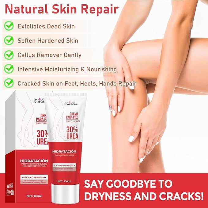 2Packs Foot Cream&Urea Cream 30 Percent for Feet, Foot Cream and Hand Cream Maximum Strength with Hyaluronic Acid, Aloe Vera for Deep Moisturizes, Callus Remover