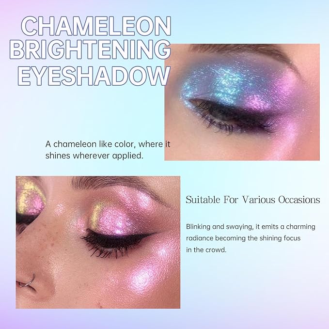 HOSAILY 5 Colors Liquid Glitter Eyeshadow Set, Chameleon Metallic Shimmer Diamond Eyeliner Sparkle Eyeshadow, Waterproof Long Lasting Holographic Eye Brightener Chrome Highlighter Makeup