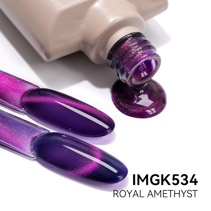 MAYCHAO 15ML Silk Purple Cat Eye Gel Nail Polish 1Pc Purple Cat Eye Gel Polish Soak off Holographic Magnetic Nail Polish for Nail Art Manicure Salon DIY at Home, 0.5 OZ