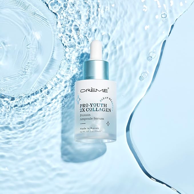 The Crème Shop Pro-Youth 2x Collagen Protein Ampoule Serum - Klean Beauty Facial Serum for Glowing Skin - Made in Korea