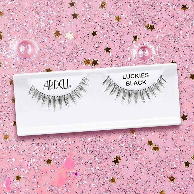 Ardell Natural False Eyelashes, Luckies Style - Black, Lightweight, Reusable Strip Lashes, 4 Pack