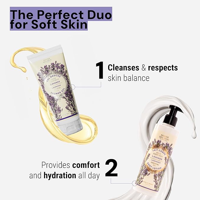 Panier des Sens - Lavender Moisturizing Body Wash for Women & Men - Gentle Shower Gel - 96% Natural - Normal, Sensitive Skin - Body Care Made in France, SLS Free, Vegan - 6.8 floz