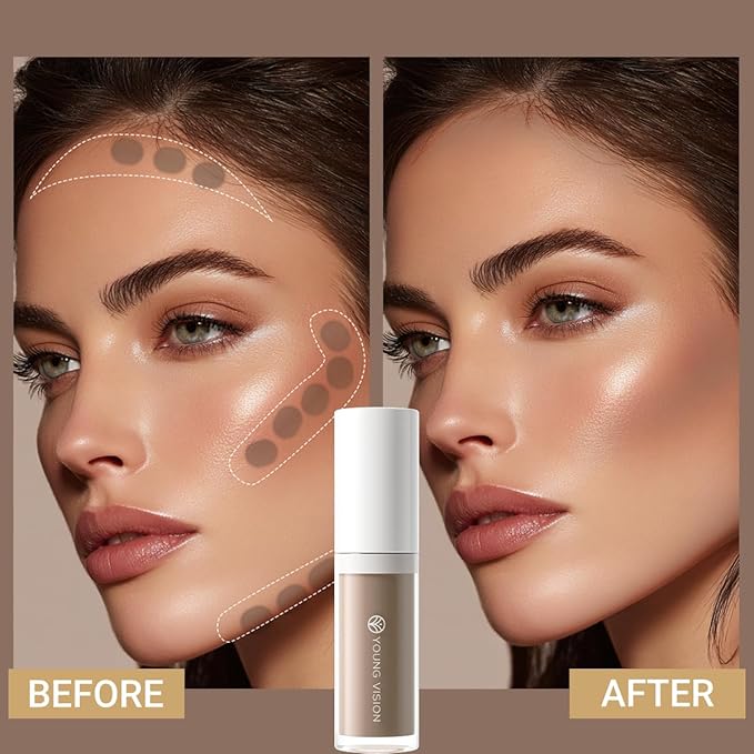 YOUNG VISION Cool Toned Liquid Contour Stick, Cold Grey Brown Makeup Wand for Face Sculpting, Blendable Shadow Cream Bronzer Gray, Long Lasting Natural Matte Finish, 03