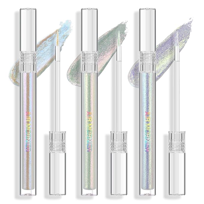 3PCS Multichrome Liquid Eyeshadow Set,Multi-Dimensional Fairy Makeup,High Pigment Waterproof Aurora Eye Shadow,Ultre Fine Tip Glitter Eyeliner (01 Aurora+02 Twilight+03 Moonbow)