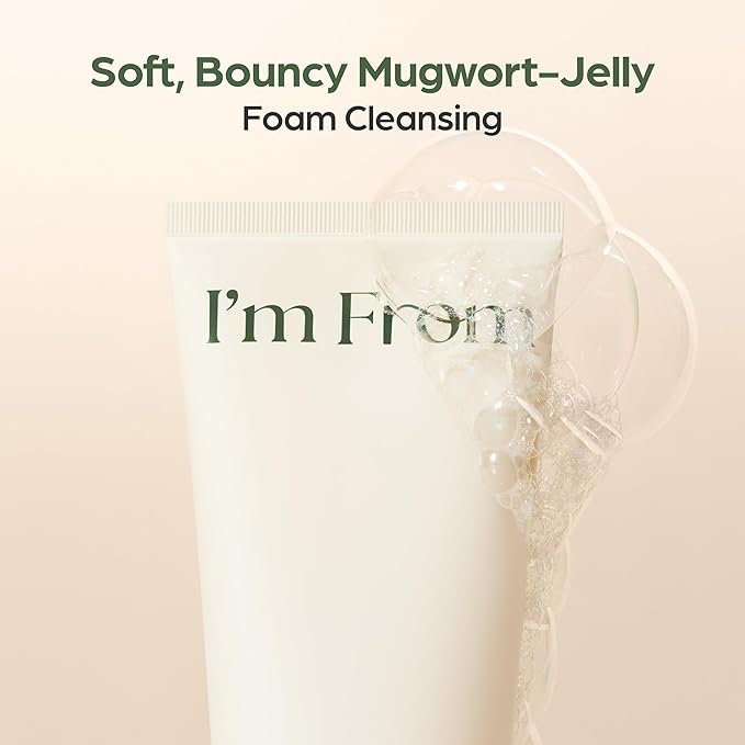 I'm from Mugwort Gel Cleanser 150ml, Mugwort 60%, Calming, Soothing, Mild low pH Korean Face Wash for Sensitive Skin, Irritated Skin, Herbal, Hypoallergenic, Vegan