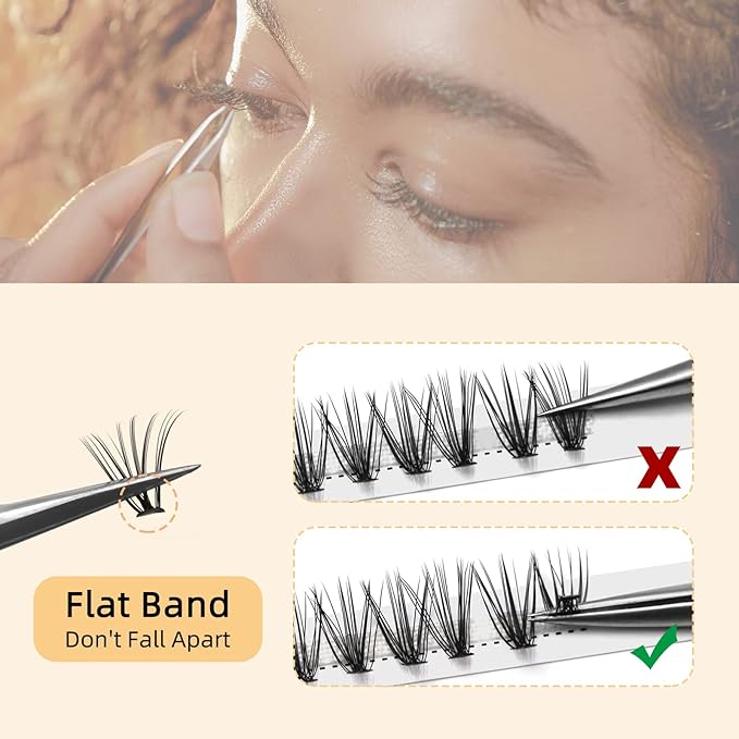 QUEWEL Cluster Lashes 240Pcs Individual Lash 20D 0.07C Curl 15mm Knot-Free Lash Extensions Clusters Lashes Soft&Natural False Eyelashes Individual DIY Eyelash Extension at Home(20D 0.07C 15)
