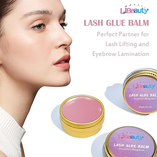 Libeauty Lash Lift Balm Lash Lift Glue Adhesive Strong Sticky Fruit Flavor Eyelash & Eyebrow Perm Glue Balm Brow Lamination Gel (Pink Rose, 10g/0.35oz)