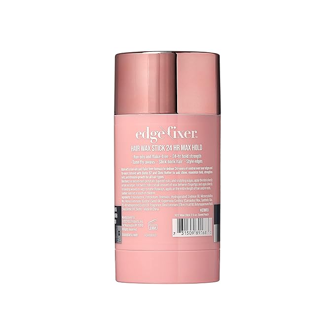 KISS COLORS & CARE Hair Wax Stick, 2.7 OZ (Sweet Peach) - Effortless Edge Styling, 24 Hour Hold, Non-Oily, Flake-Free, Biotin B7 & Shea Butter, Sleek Results, Tames Flyaways, Promotes Hair Growth