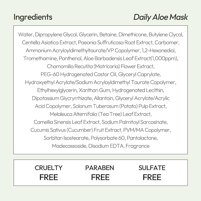 LAPCOS Aloe Sheet Mask - Soothing & Hydrating Face Masks with Aloe Vera, Panthenol & Centella - Restores Elasticity & Repairs Skin Barrier - Highly Breathable Sheet - Korean Skin Care (Pack of 5)