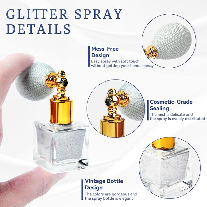 Body Glitter Spray Set,Hair & Face Glitter, Extra Fine Shimmer Powder Spray for Long Lasting Sparkle, Quick-Drying Makeup for Rave, Festival, Face Body Hair Clothes, Halloween Christmas Easter Crafts