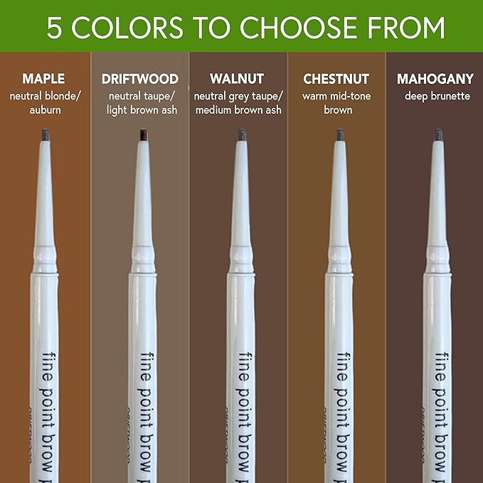 Honeybee Gardens Fine Point Brow Pencil, Driftwood, Long-Lasting Eyebrow Definition, Vegan, Cruelty-Free Beauty