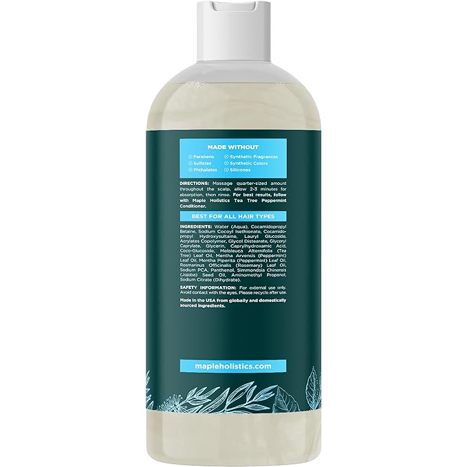 Rosemary Tea Tree Mint Shampoo - Clarifying Shampoo for Build Up and Flakes with Deep Cleansing Peppermint Oil and Tea Tree Essential Oil for Dry Scalp Treatment - Paraben & Sulfate Free (8oz)