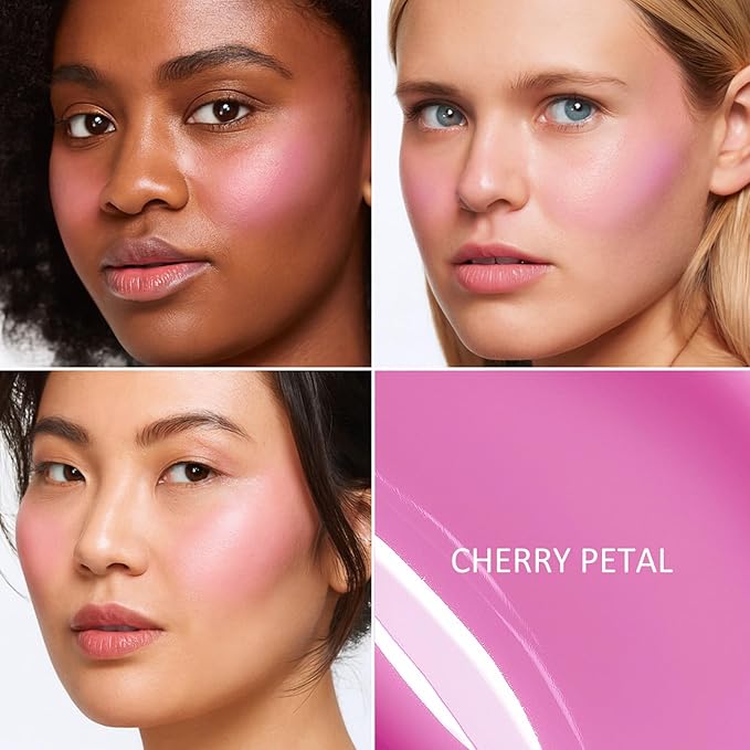 UCANBE Dual-Ended Liquid Blush with Angle Applicator & Built-In Brush, Seamless Buildable Blendable Lightweight Cheek Tint Makeup, Long Lasting Creates Dewy Natural Flush Finish - Cherry Petal