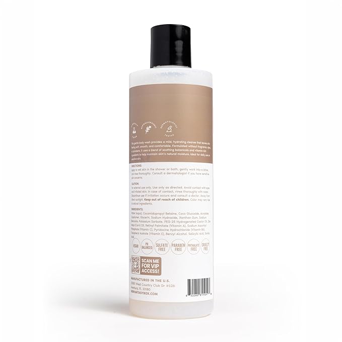 Her Fantasy Box | Sensitive Skin Soother Gentle Body Wash – Fragrance-Free Probiotic Cleanser with Chamomile, pH Balanced, Vegan & Cruelty Free, 16 oz