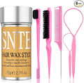 6Pcs Hair Wax Stick Set for Flyaways, Topsy Tail Hair Tools for Women, Teen Girls & Kids, Slick Back Hair Brush, Bun Accessories, Non-greasy Styling Tools Slick Stick, 2.7 Oz
