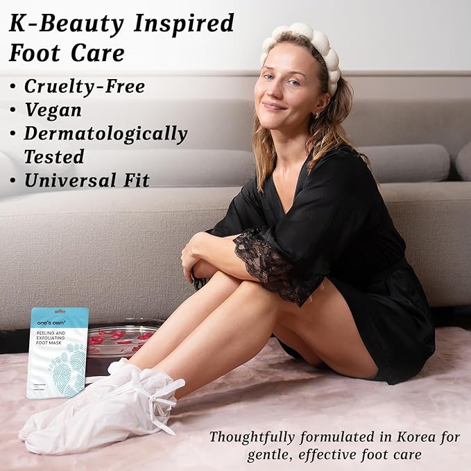 One's Own Korean Exfoliating Foot Peeling Mask, Moisturizing Foot Mask for Dry Cracked Feet, Feet Exfoliator to Peel Off Dead Skin & Callus Removal for Baby Soft Skin, Cruelty-Free & Safe, 1 Pair